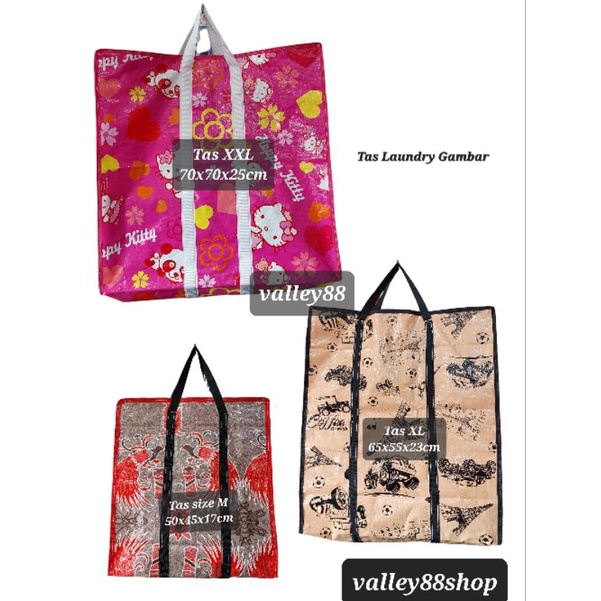 Tas laundry gambar/tas belanja/tas satin/tas karung plastik/tas karung POLOS
