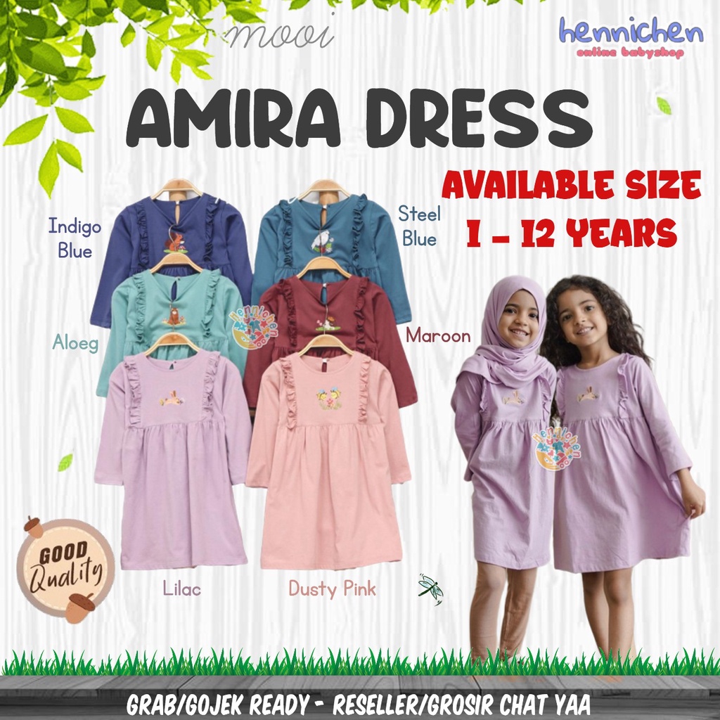 PROMO 7.7 PROMO BAJU LEBARAN MURAH CUCI GUDANG MOOI AMIRA DRESS DRESS DRESS ANAK PEREMPUAN DRES BAYI 1-12 Tahun