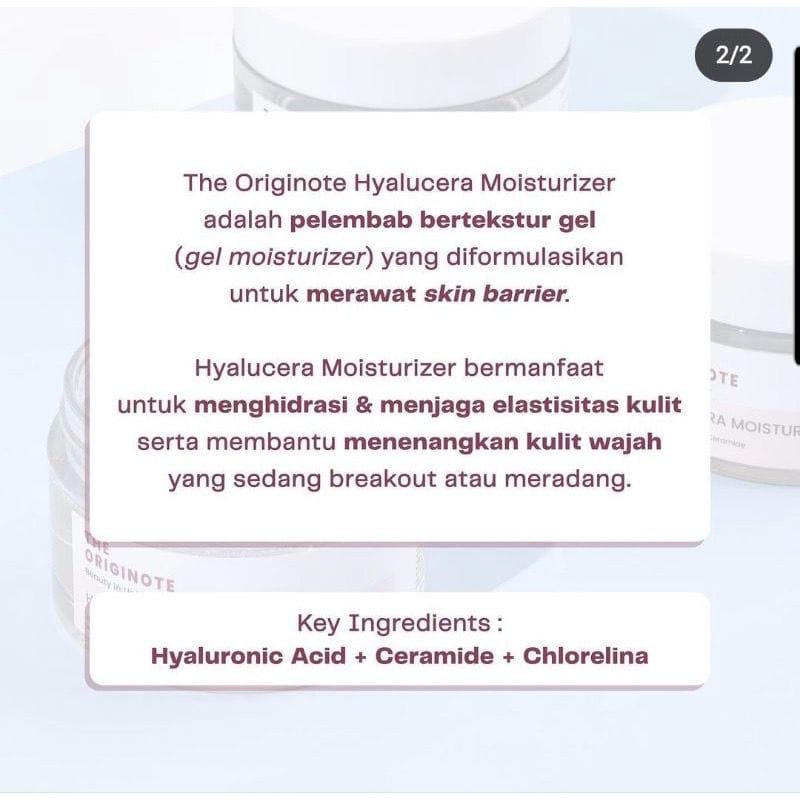 THE ORIGINOTE HYALURONIC MOISTURIZER GEL 50ML PELEMBAB WAJAH MEMPERBAIKI SKIN BARRIER