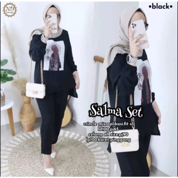 promo..!!! setelan sablon polycatton setelan modern terbaru-hitam
