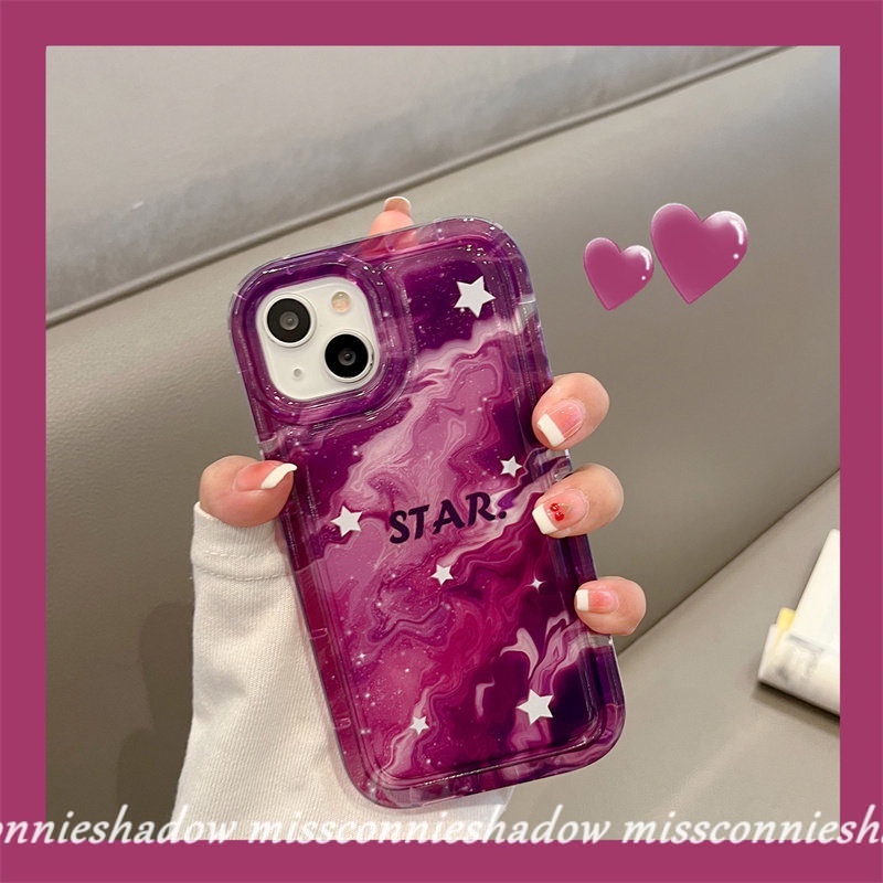 Case Kompatibel Untuk iPhone XR 11 Pro MAX 7Plus 8Plus 14 13 12 Pro MAX 6 6S 7 8 Plus X XS MAX Shockproof Fashion Marble Gradient Starry Sky Star Airbag Lembut TPU Penutup Belakang Anti Jatuh