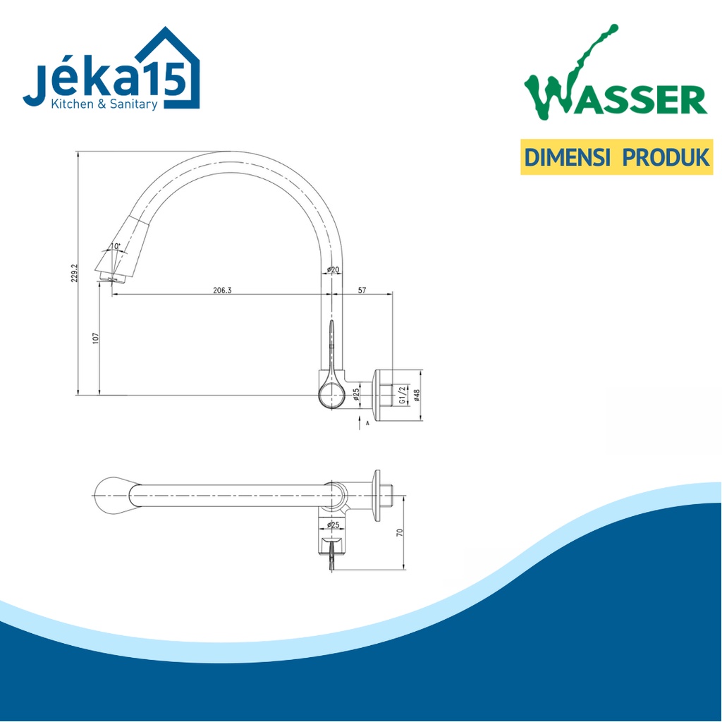 KRAN SINK TEMBOK | KRAN BAK CUCI PIRING | KRAN SINK | WASSER TLX-040