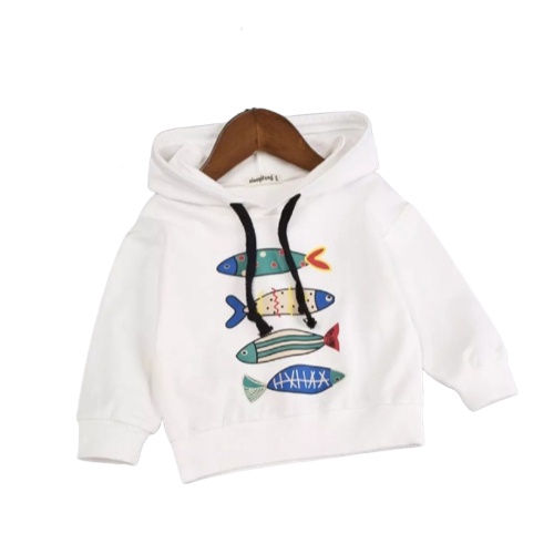 TokoMilkan - Sweater Hoodie Anak Laki Laki Atau Perempuan COLOR FISH Umur 1 - 6 Tahun Bahan Fleece