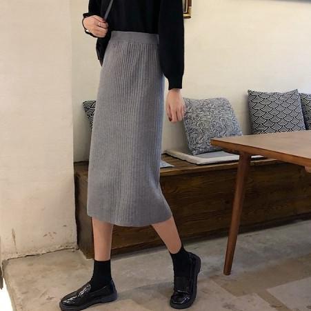 ((J-3-3 ✔> [ Premium TEBAL] Avilajeans - Rok Span Rajut Knitted / BISA COD/ Rok Rajut Span Belah Ten