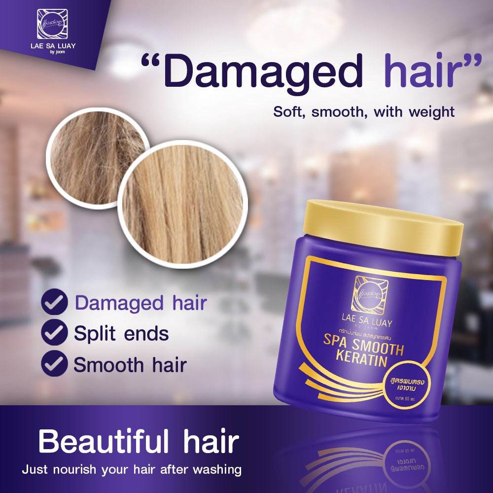 Lae Sa Luay Spa Smooth Keratin Hair Mask Ori Thailand