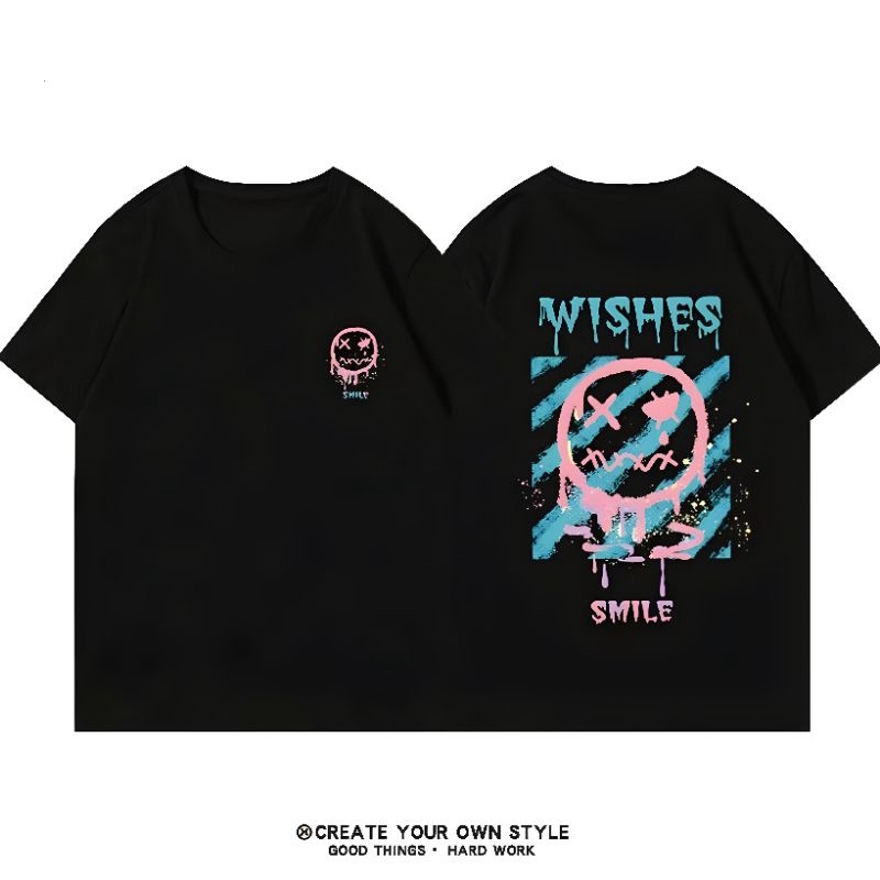 KAOS OVERSIZE PRIA/WANITA WISHES ATASAN PRIA LENGAN PENDEK KAOS PRIA DISTRO