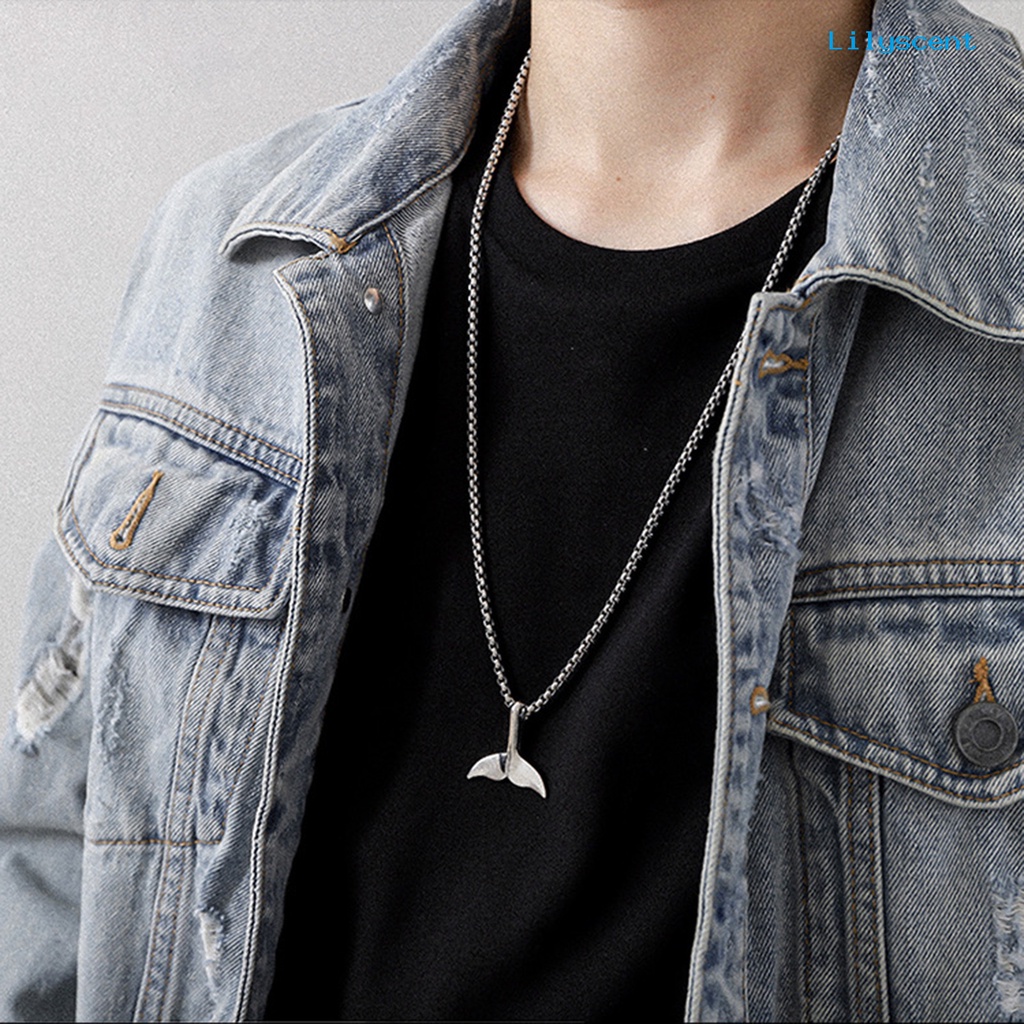 [LS]Pendant Kalung Hip Hop Geometris Electroplating Kilau Cerah Fadeless Hias Hadiah Pria Wanita Ekor Paus Choker Kalung Rantai Untuk Pacaran