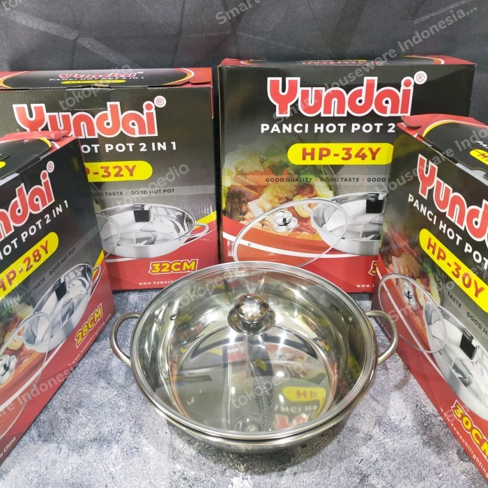 Jual Panci Suki Hotpot Sekat Yundai Bbq Steamboat Hot Pot Pan Stainless Shopee Indonesia