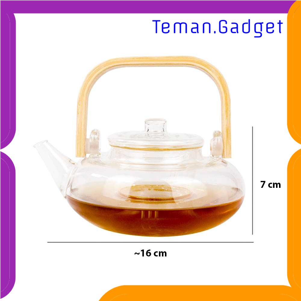 TG - DPR One Two Cups Teko Pitcher Gagang Kayu Glass Teapot Japanese Style - 8CV101