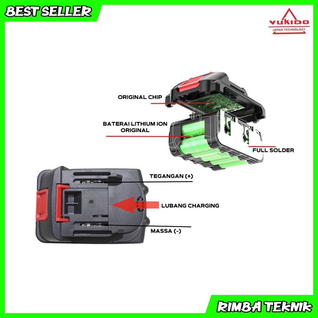 Baterai bor cordless / impact wrench 48Volt LI-ION battery 48VF 4.0 AH