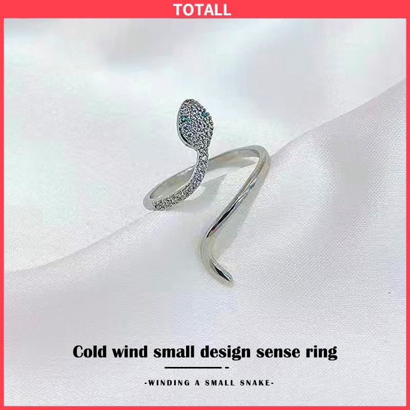 COD Cincin Kristal Ular Adjustbale Desain Zircon Cincin Untuk Wanita-Totall