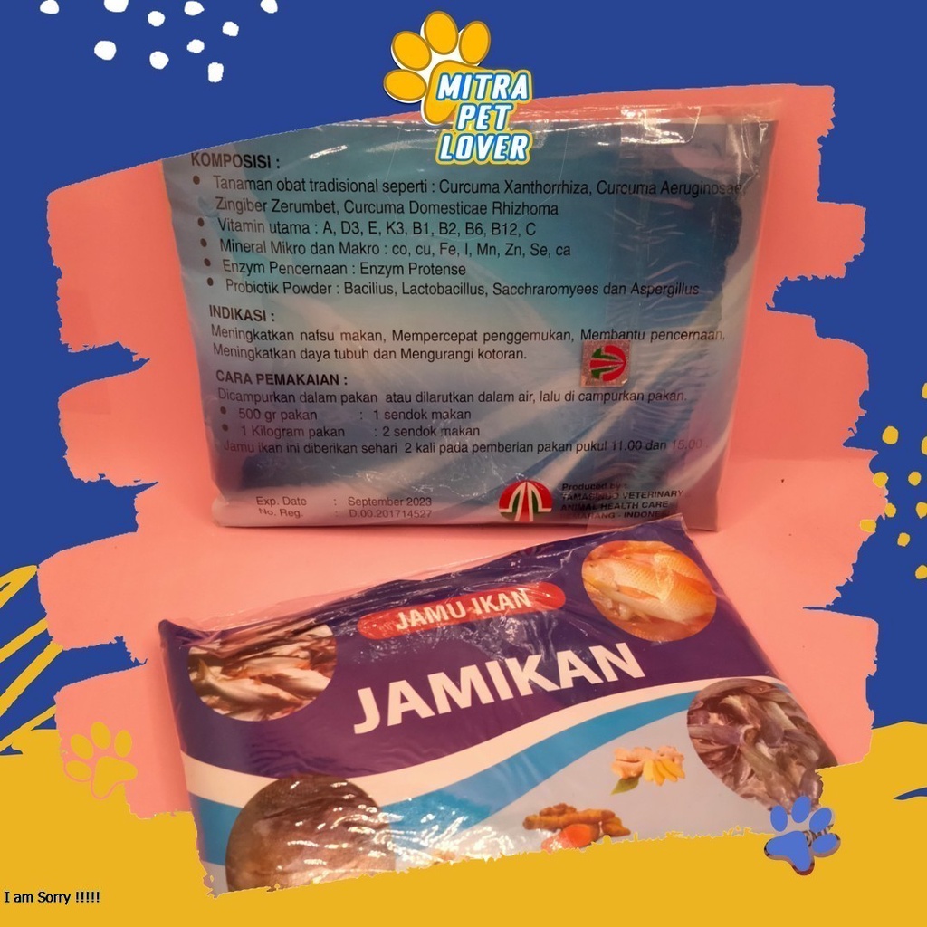 VITAMIN PENGGEMUK IKAN - JAMIKAN 200GR - SUPLEMEN MEMPERCEPAT PENGGEMUKAN FISH KOI NILA LELE MEMBANTU PENCERNAAN - MURAH ASLI GARANSI KUALITAS ORIGINAL - PET ANIMAL HEALTHCARE &amp; VETERINARY TAMASINDO OBAT KESEHATAN &amp;  VITAMIN TERNAK HEWAN  MITRAPETLOVER