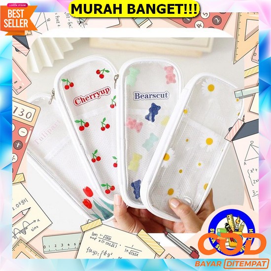 

Tempat Pensil / Kotak Pensil Aesthetic Cantik Murah Meriah Kotak Pensil Transparan Zipper Imut Sk0062
