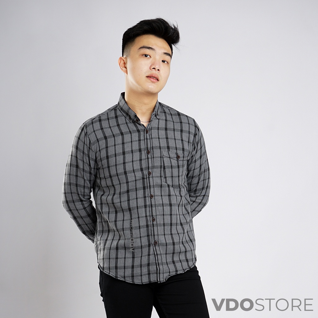 KEMEJA FLANEL PRIA 18B CASUAL GRAY - M L XL XXL 3XL - KEMEJA LENGAN PANJANG VDOSTORE DEWASA BAJU FLANNEL TANGAN PANJANG HITAM NAVY ABU MOTIF KEMEJA COWOK MURAH DEWASA SANTAI TEBAL KUALITAS IMPORT BAJU CATUR PANEL FANEL