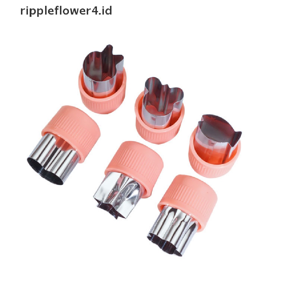 {rippleflower4.id} 6/9pcs Alat Masak Portable Pemotong Sayuran Gagang Plastik Stainless Steel Buah Cutg Die Gadget Dapur~