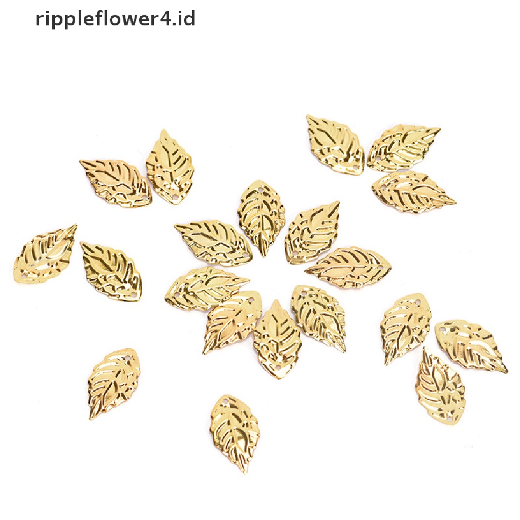 {rippleflower4.id} Fashion 50Pcs Daun Kerawang Kerajinan Logam Perhiasan DIY Aksesoris Liontin~