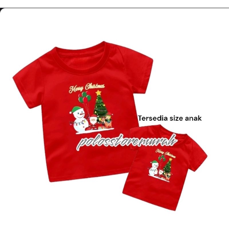 KAOS NATAL SNOWMAN POHON NATAL KODE3355 / KAOS ROHANI BISA COUPLE ANAK DEWASA KATUN