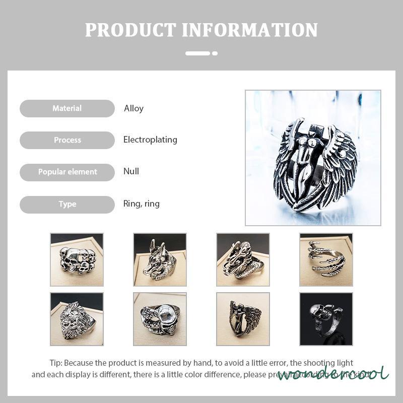 Cincin punk perak antik yang dipersonalisasi Pria aksesori fashion Korea-Won