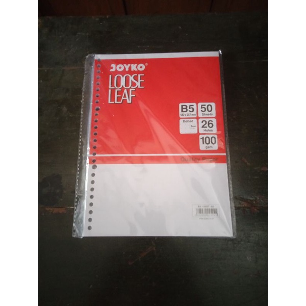 

kertas binder loose leaf b5 dotted per pak isi 50 lembar