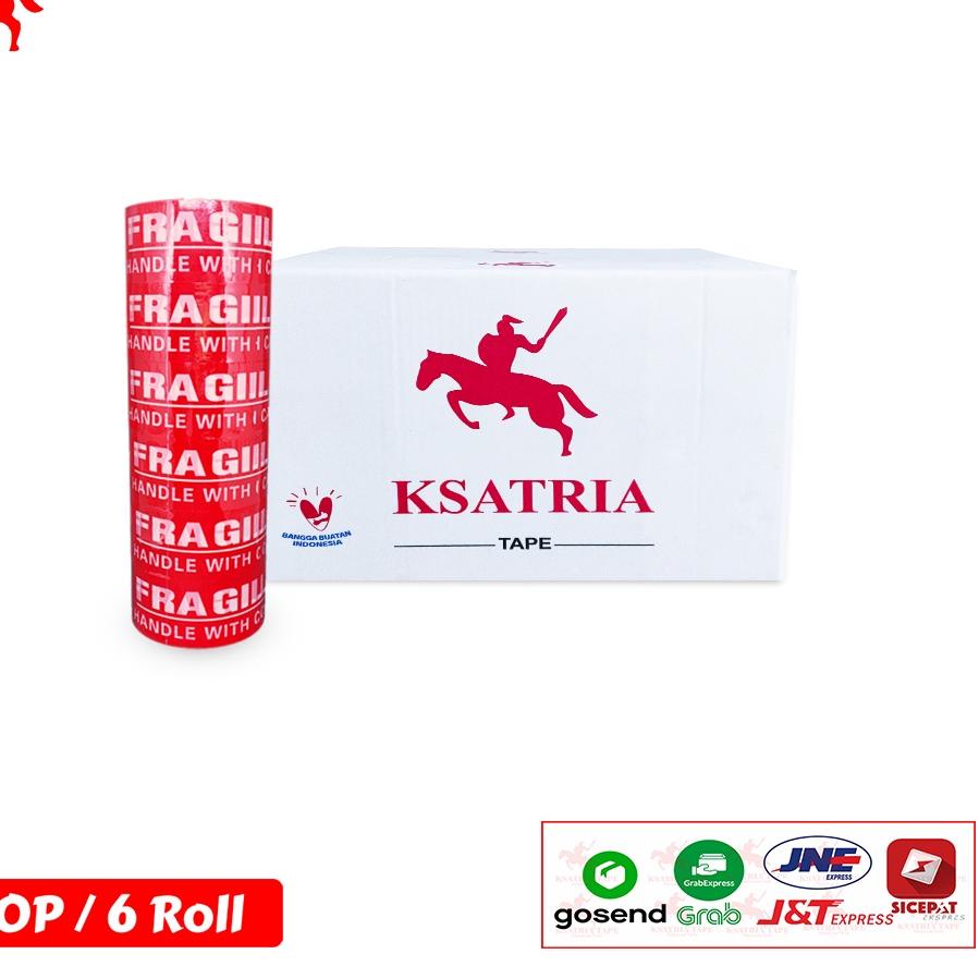 

Terlaris! Lakban OPP Tape / Lakban Fragile Merah KSATRIA Tape 80 Yard 1 Slop ル