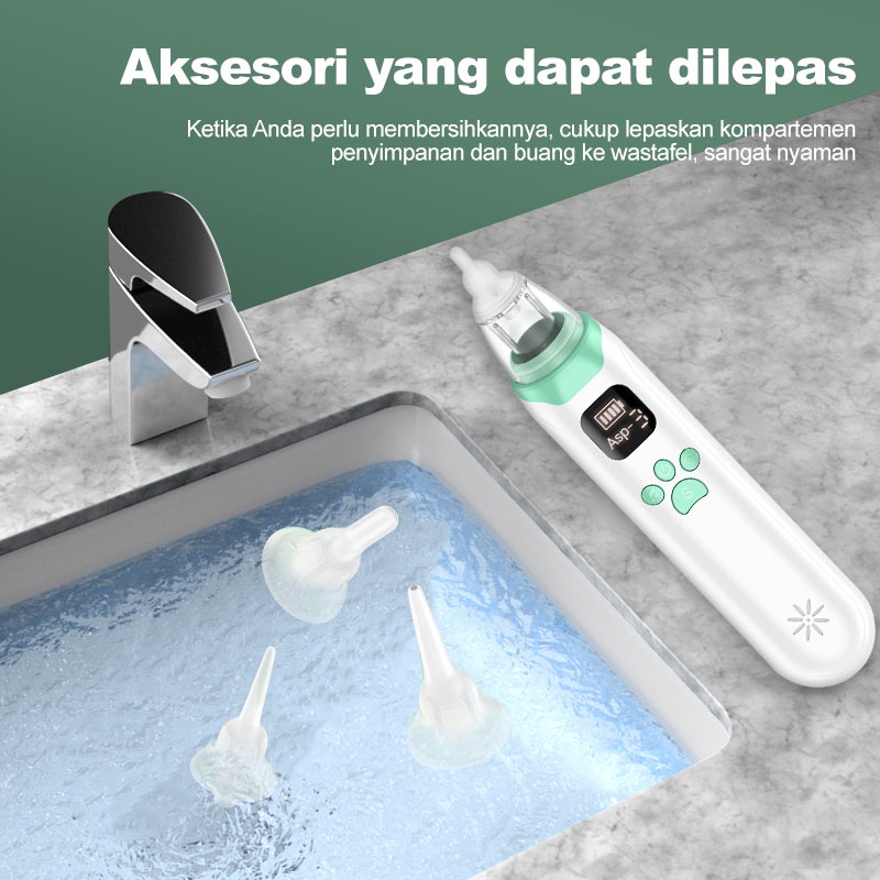 AmazeFan penyedot ingus bayi elektrik aspirator hidung bayi safe alat sedot ingus bayi 3 tingkat yang dapat diatur ＆ musik penenang anak baby nose cleaner untuk flu dan batuk Bahan silikon makanan, usia 0-12 tahun tingkat kebisingan rendah penyedot ingus