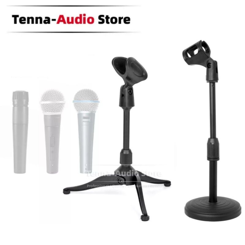 Metal Stand mic Tabletop dekstop pendek - stand mikrofon dudukan microphone rapat conference