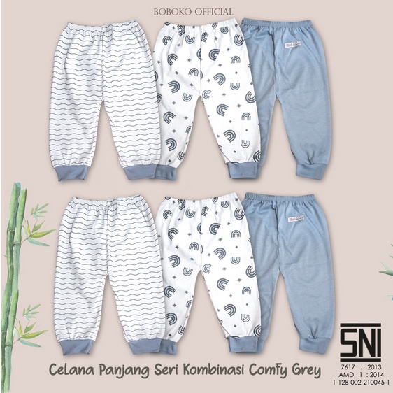 Celana panjang bayi seri kombinasi comfy grey 0-3 bulan