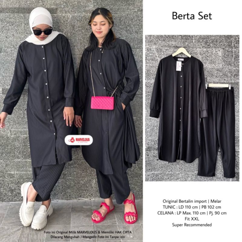 BERTA SET BY MARVELOUS / ONESET WANITA MUSLIMAH / Setelan celana wanita polos