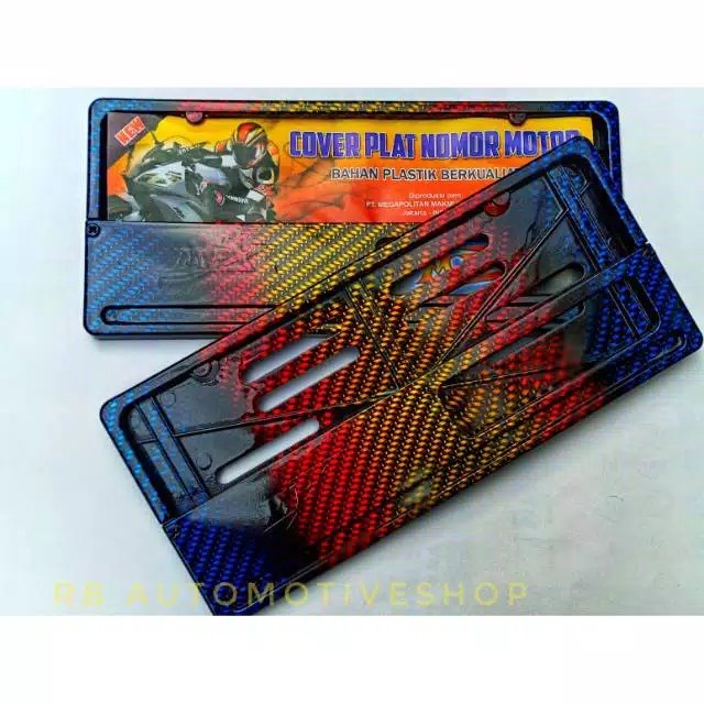 COVER PLAT NOMOR MOTOR CARBON TWO TONE UNIVERSAL