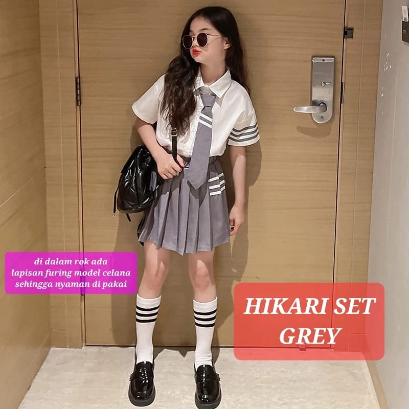 BAJUKIDDIE HIKARI SET GREY BAJU SETELAN SERAGAM UNIFORM ALA KOREA JEPANG ANAK REMAJA FASHION