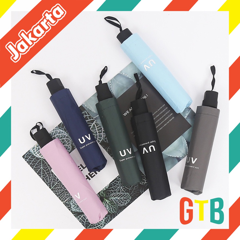 ❤️GTB❤️ Payung Lipat Anti Sinar UV Folding Travel Umbrella Bagus Bahan Tebal Warna Warni Estetik R854