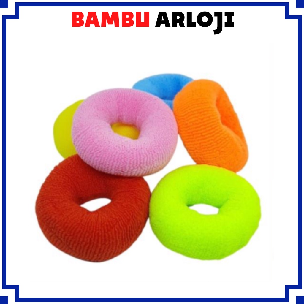 BAJ IKAT RAMBUT DONAT IKAT RAMBUT KOREA KUNCIRAN RAMBUT BOLD WARNA RANDOM KARET RAMBUT KOREA HIGH QUALITY IR064