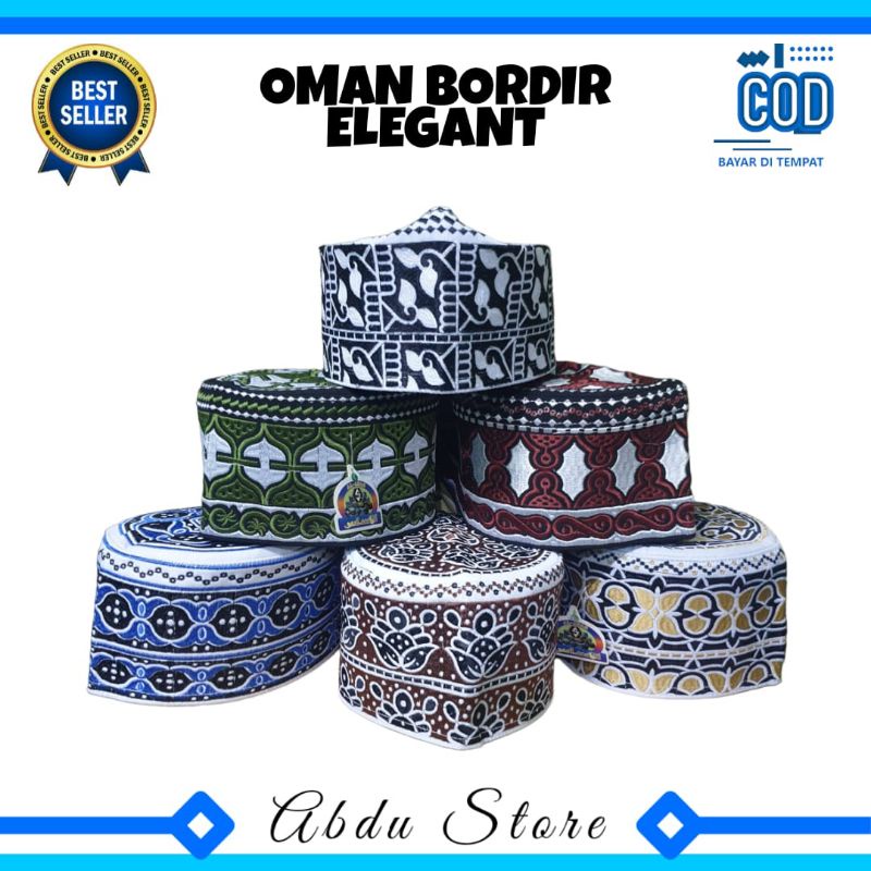 Peci Kopiah Songkok OMAN BANGLADESH BORDIR ELEGANT Anak Dan Dewasa Murah , Peci Oman Bangladesh Bord