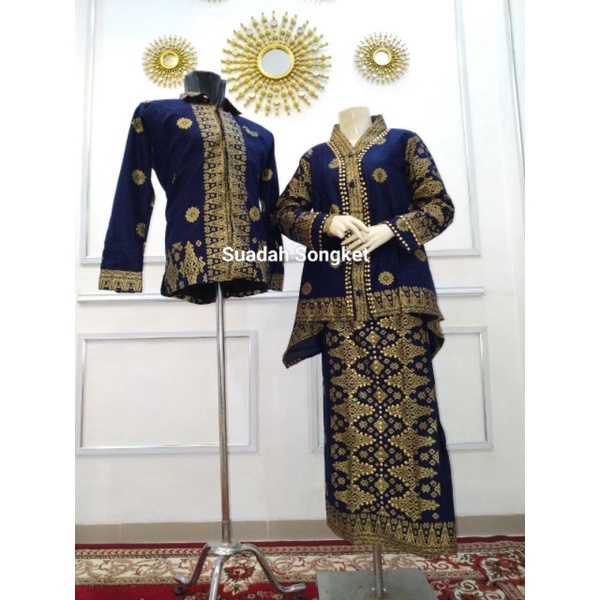 COUPLE BATIK SONGKET PALEMBANG NAVY GOLD