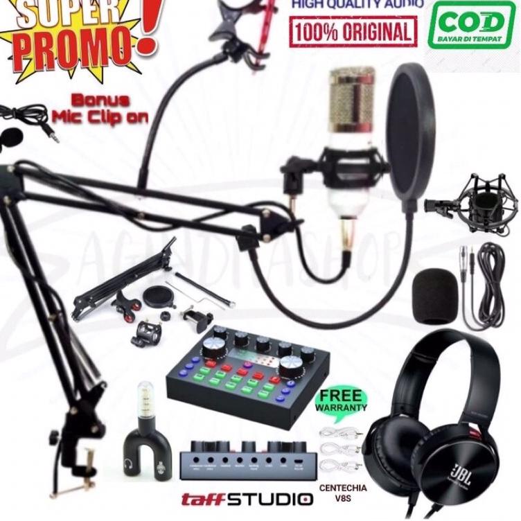 Paling Laris Promo Paket Super Lengkap Alat Rekaman Mic Condenser BM800 + Stand + Splitter + SOUNDCA