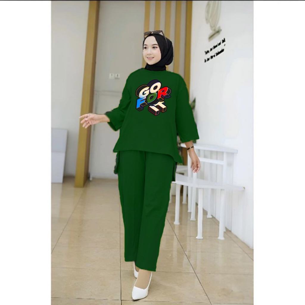 Setelan Tunik Muslim GO FOR IT/ Blouse Wanita