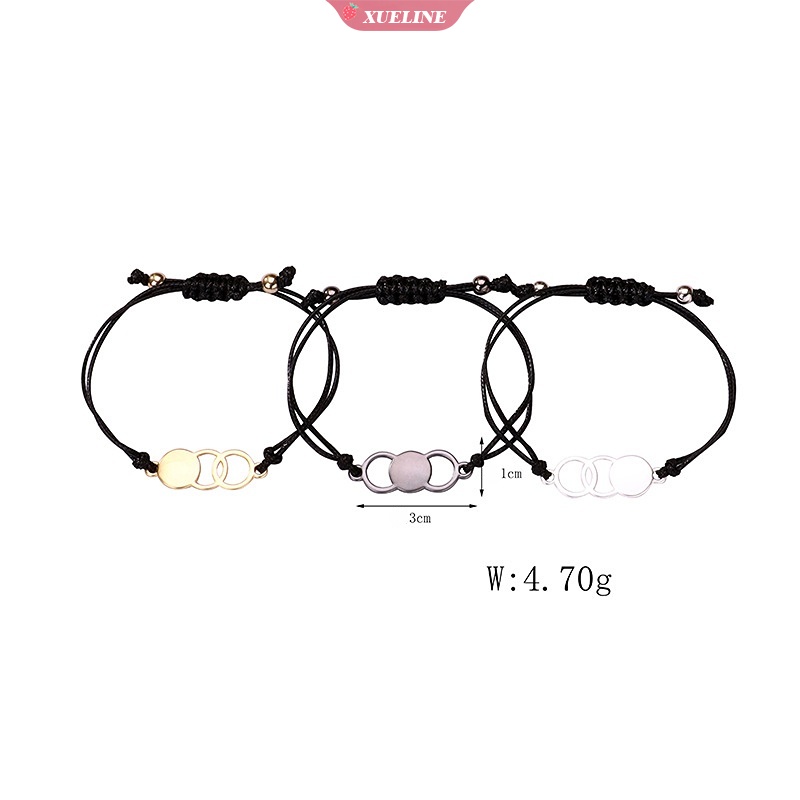 2buah /set Dari Gelang Kartu Kreatif Yang Dipersonalisasi Baru Paduan Cincin Melingkar interlocking Garis Lilin Menenun Gelang Persahabatan Kekasih Perhiasan Hadiah Pesta [ZXL]