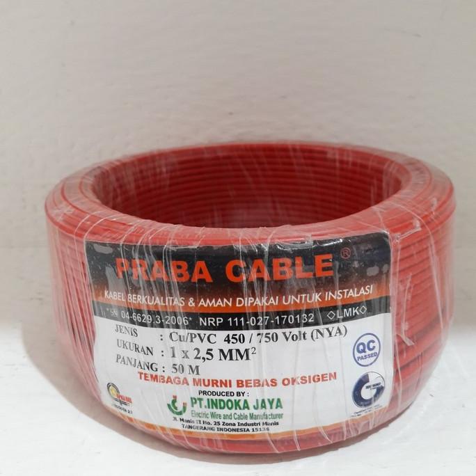 Kabel NYA 2,5mm Praba 50 meter /Instalasi/Tembaga/ NJA Non COD