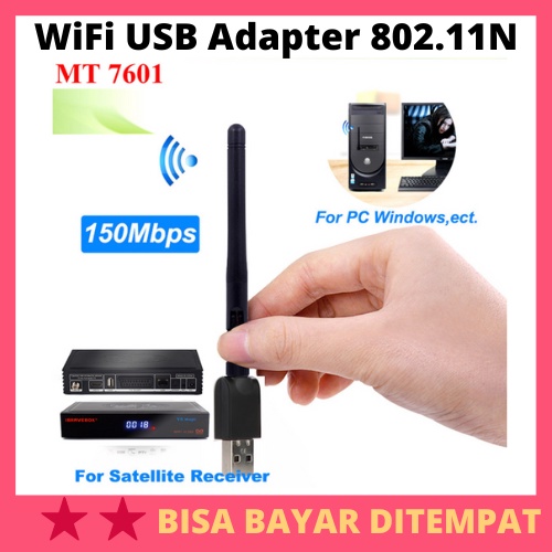 WiFi USB Adapter 802.11N 150Mbps 3dBi MT7601 with Antena / Wifi USB Pc Komputer Laptop Adapter Adapt