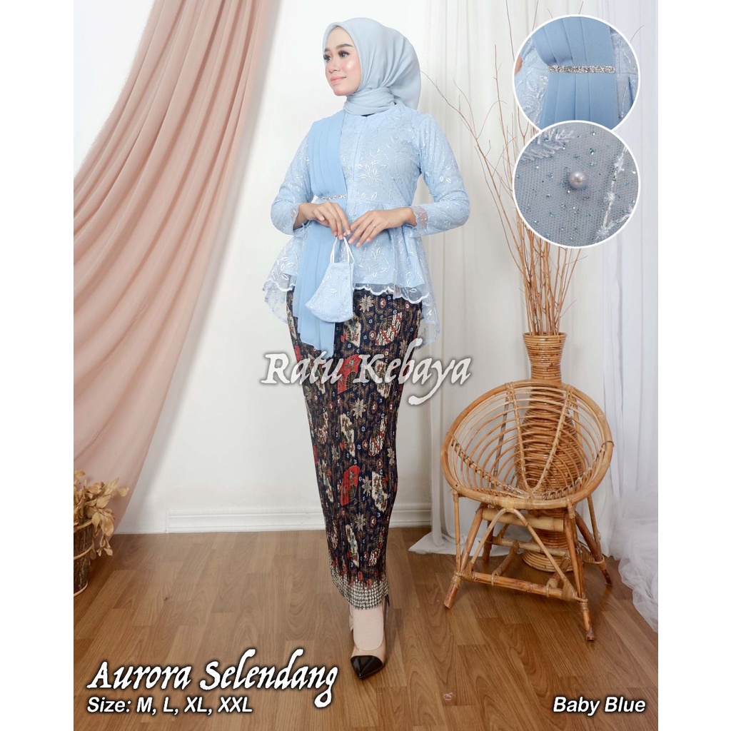 HN MODE - Setelan kebaya aurora tile selendang / kebaya modern / kebaya wisuda