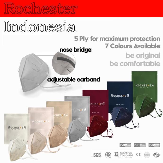 MASKER KN95 ROCHESTER - COMFORTABLE LUXURY MASK - 1 box (10pcs) t-rochesterindonesia dijamin