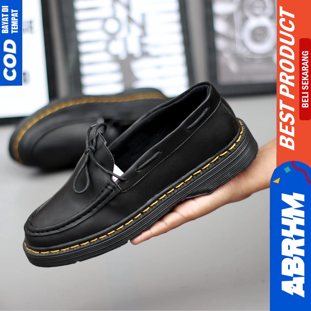 Sepatu Pantofel Kerja Formal Pria Docmart Low Boots Hitam Abrhm Aquila