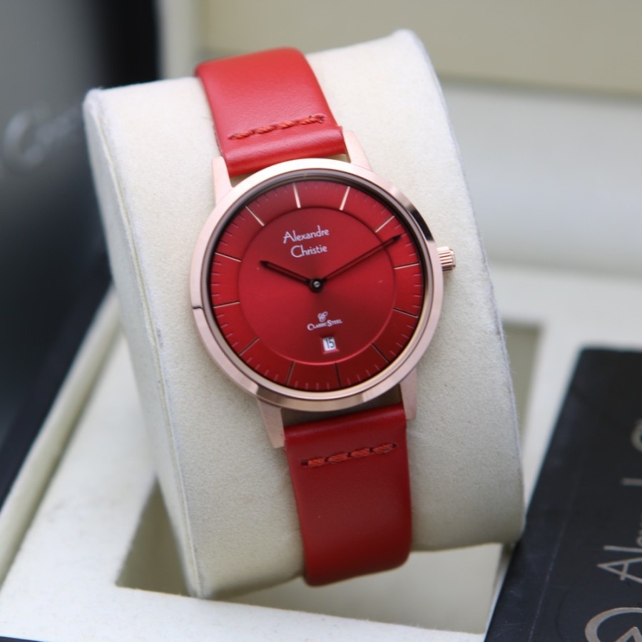 JAM TANGAN WANITA Alexandre Christie AC 8639 LD MAROON LRGRE Original Murah
