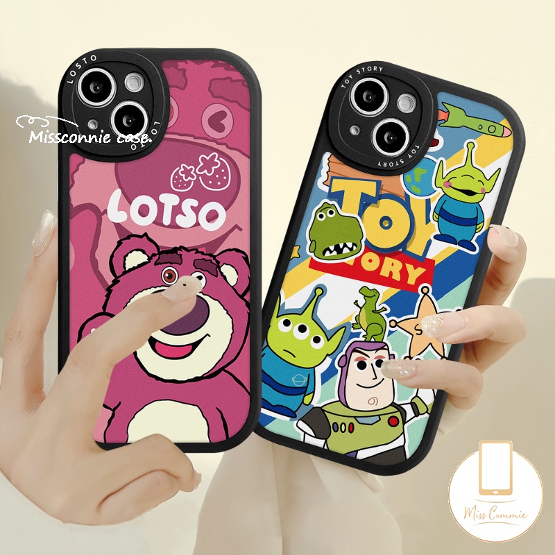 Couple Case Kompatibel Untuk iPhone 11 Pro MAX XR 13 12 14 Pro Max7 8 6 6s Plus 14 Plus X XS MAX SE 2020kartun Strawberry Bear Losto Cute Toy Story Lembut TPU Penutup Belakang