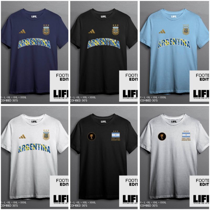 Tshirt Kaos Baju Negara Piala Dunia 2022 / World Cup Tshirt Argentina Juara / Kaos Argentina Piala D