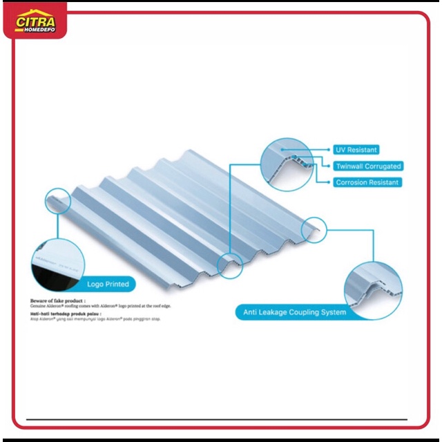 Alderon Genteng Atap Upvc R830 Tebal 10 mm (Lebar Efektif 83 cm)