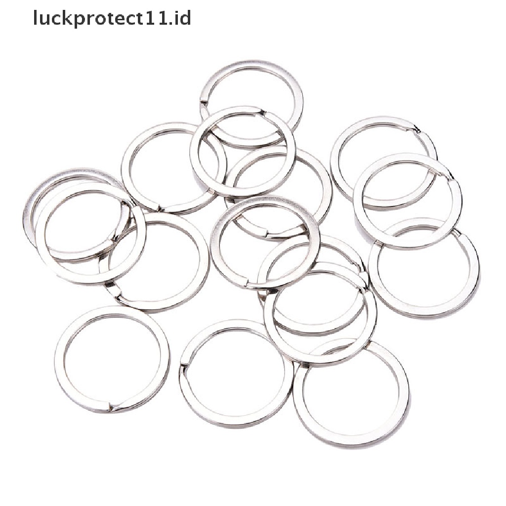 /Fashion Hot//// 100pcs/Set Gantungan Kunci Silvery Stainless Steel Bulat Lingkaran DIY Keyrings 2ukuran.