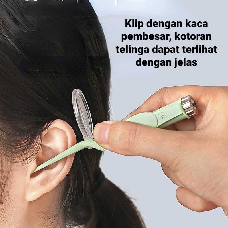 MOMO 4in1 Pembersih Telinga Bayi LED Rechargeable Korek Upil Kuping Bayi Silikon Ear pick Earpick Nose Tweezer