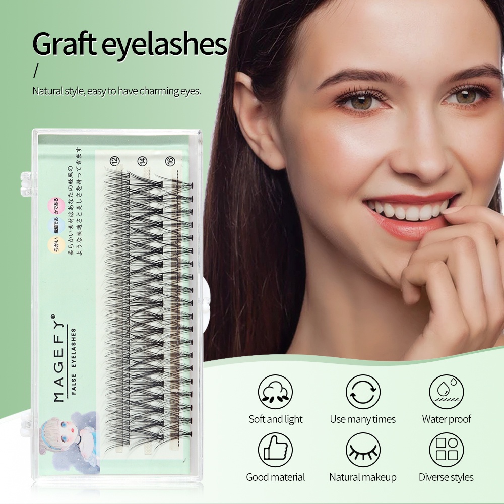 MAANGE Bulu Mata Eyelash Extension Palsu Jenis Sandwich 11mm Lentik Natural Knot Free Lentik Dan Tebal Alat Bulu Mata Ey