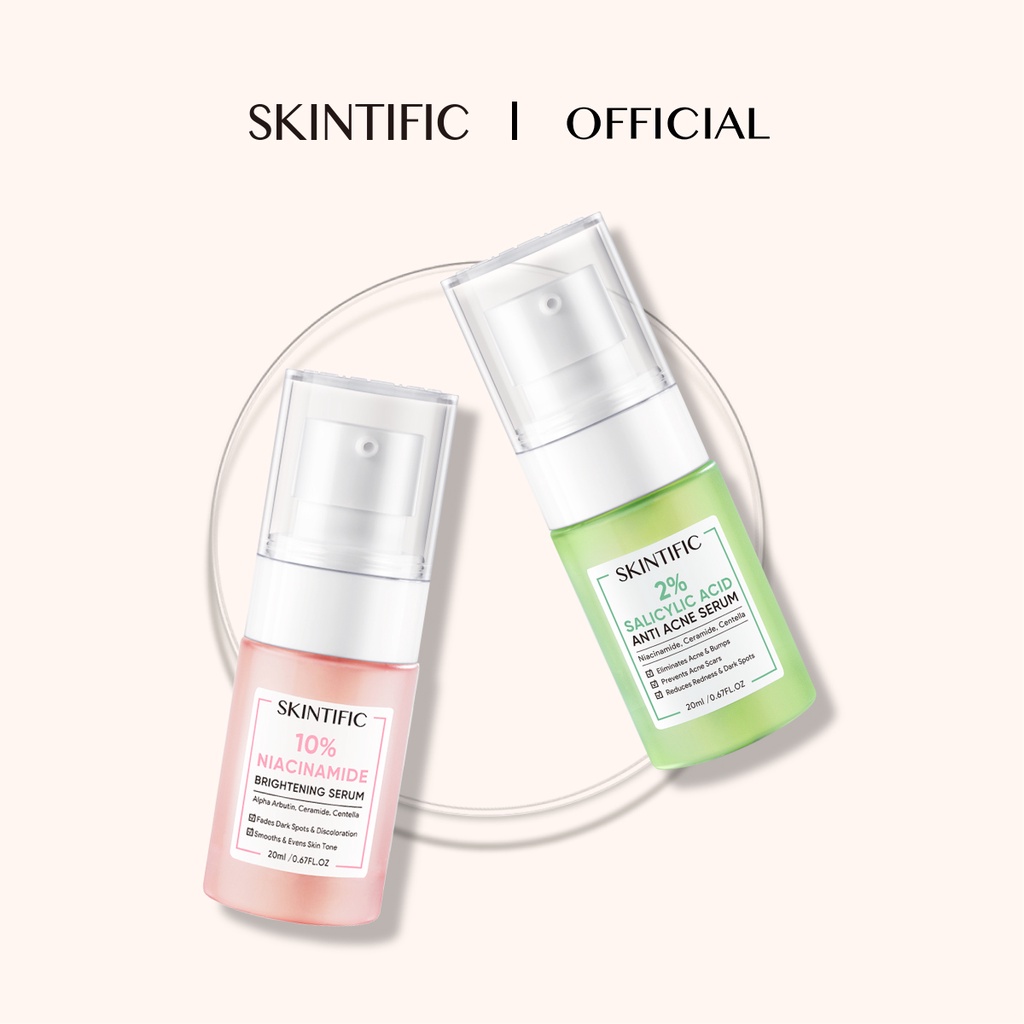 SKINTIFIC -Serum Kit - 2% Salicylic Acid Anti Acne Serum & 10%
Niacinamide Brightening Serum 20Ml Serum Mencerahkan【BPOM】